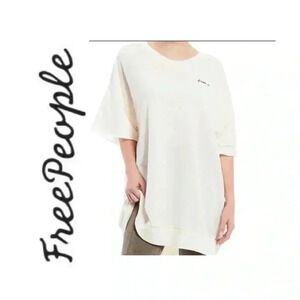 🆕 Free People Ivory Cozy Cool Girl Lounge T-Shirt M🆕